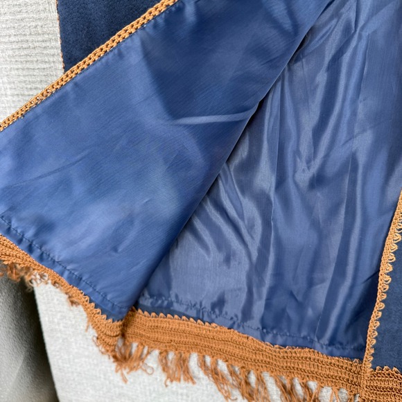 Vintage Lew Magram Suede Skirt Set Women 14 Blue Crochet Fringe Boho Western - Picture 15 of 16